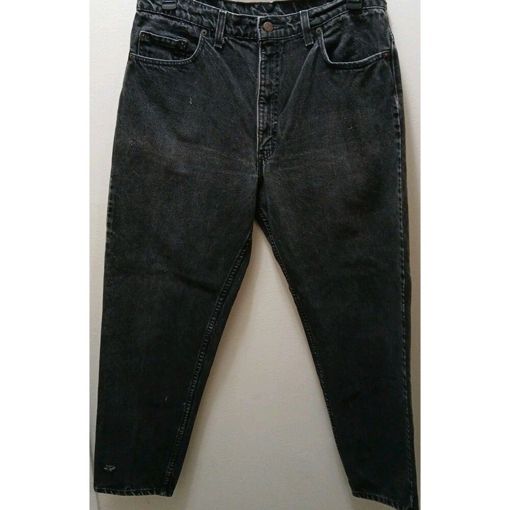 Vintage Levis Jeans Men 38x32 Black Denim 550 Relaxed Fit Tapered Leg 90s Holes